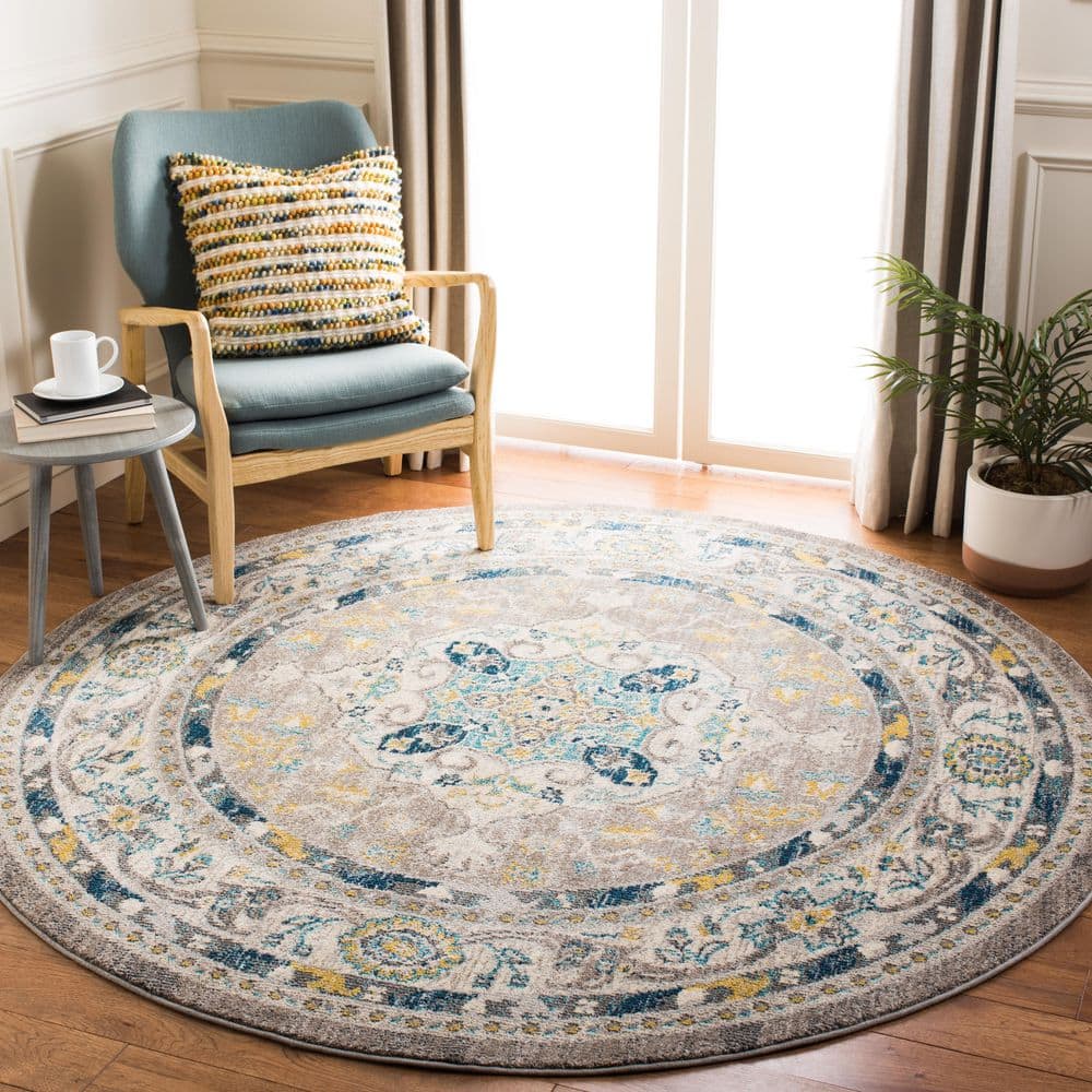 Phoenix 7 ft. x 7 ft. Round Ivory/Gray Distressed Medallion Area Rug price history on PriceWatchPro