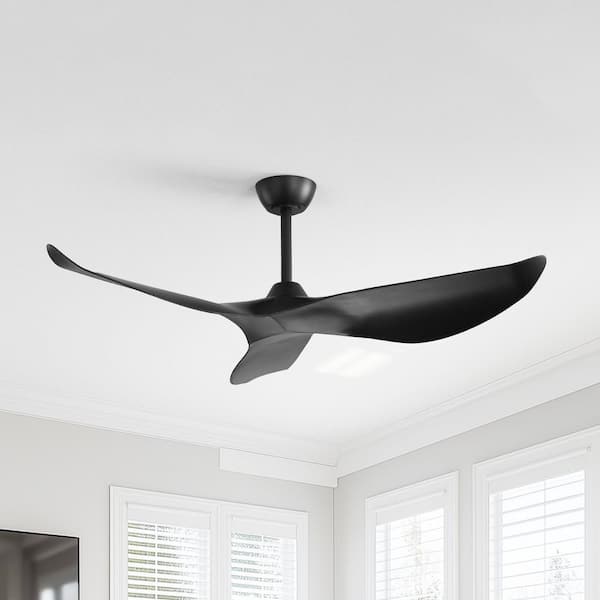 38 in. Indoor/Outdoor Black Ceiling Fan without Light for Bedroom, Quiet 6-Speed Reversible DC Motor Included