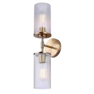 Kinslea 4.75 in. 2-Light Gold Vanity with Clear Glass Shade