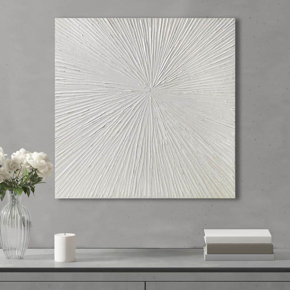 Sunburst White Abstract Acrylic Dimensional Wall Art, 30" x 30"
