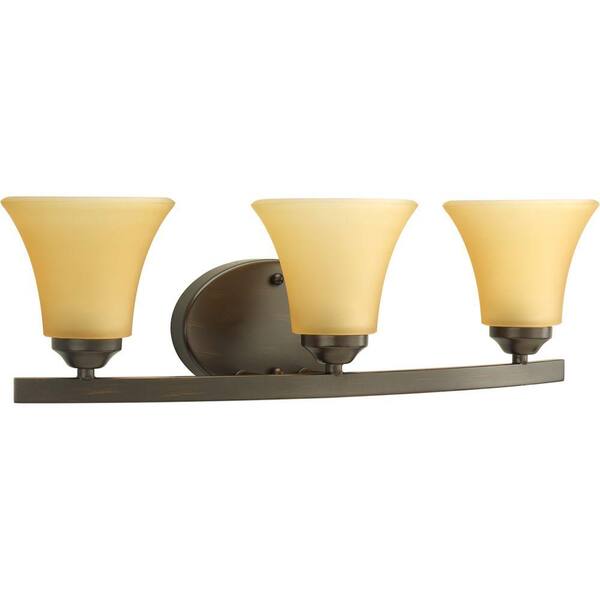 Progress Lighting Adorn Collection 3-Light Antique Bronze Bathroom Vanity Light with Glass Shades