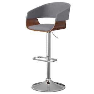 Lowell Linen Look Fabric Swivel Mid Century Modern Bar Stool Chair in Light Grey Adjustable Height