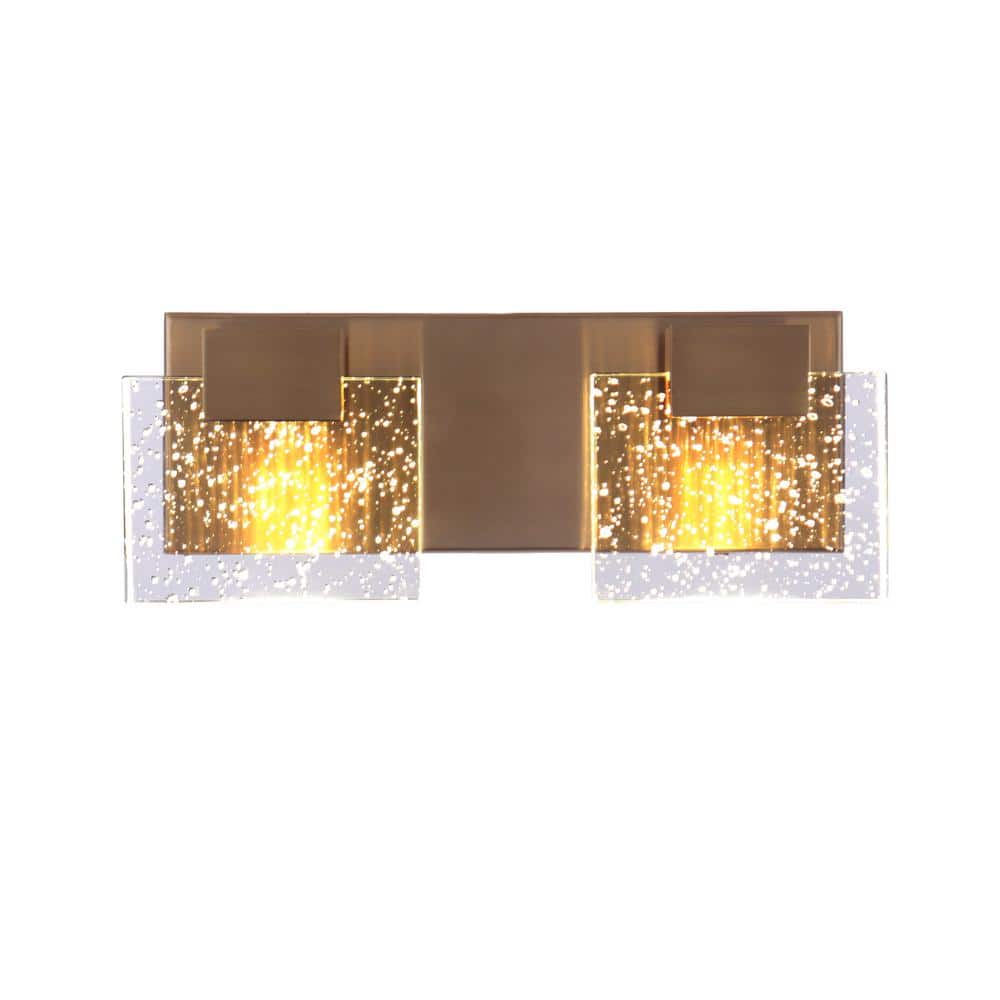 Alamere 13" Satin Brass LED Vanity Light with Clear Glass