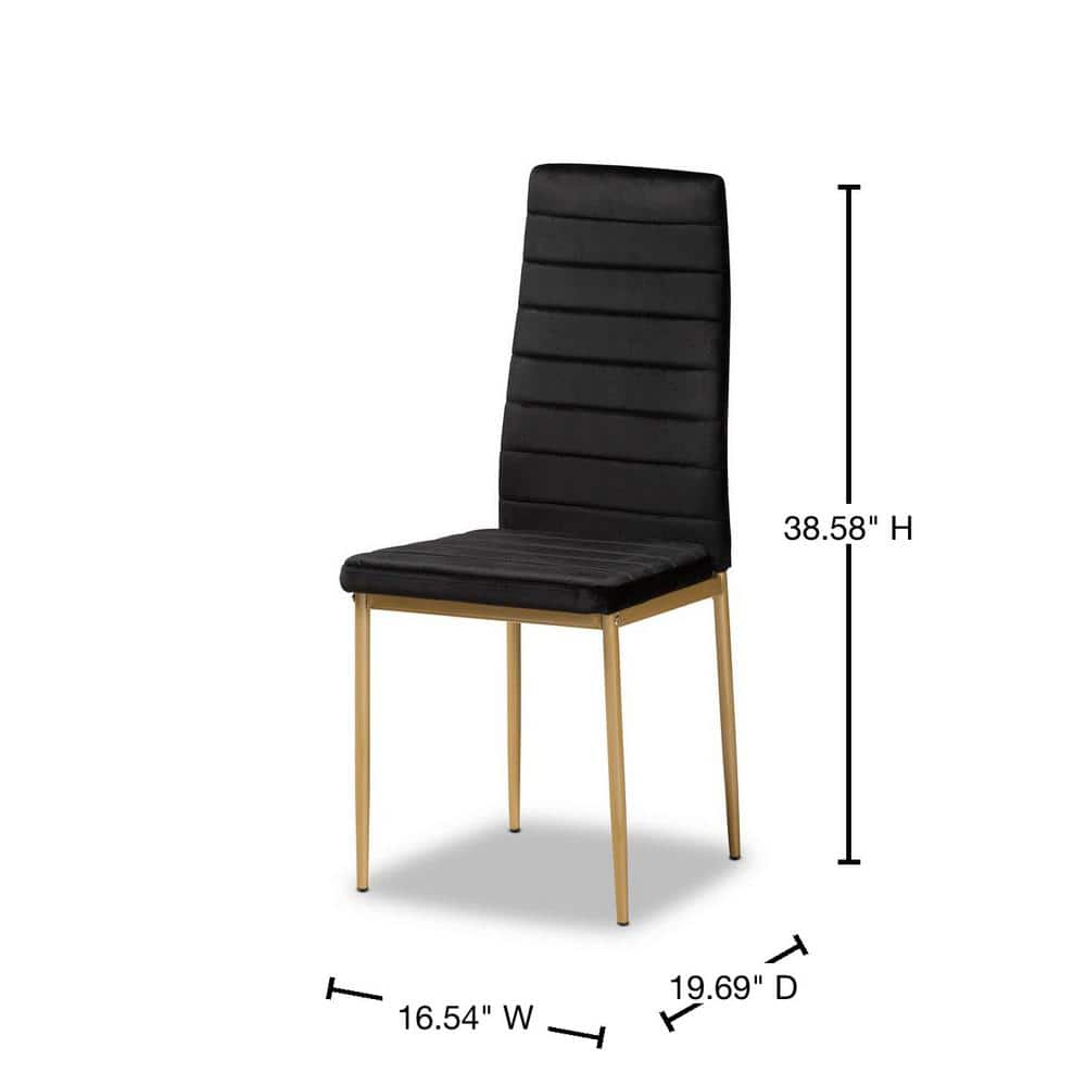 Armand Gold-Finished Metal & Black Velvet Low Arm Chair