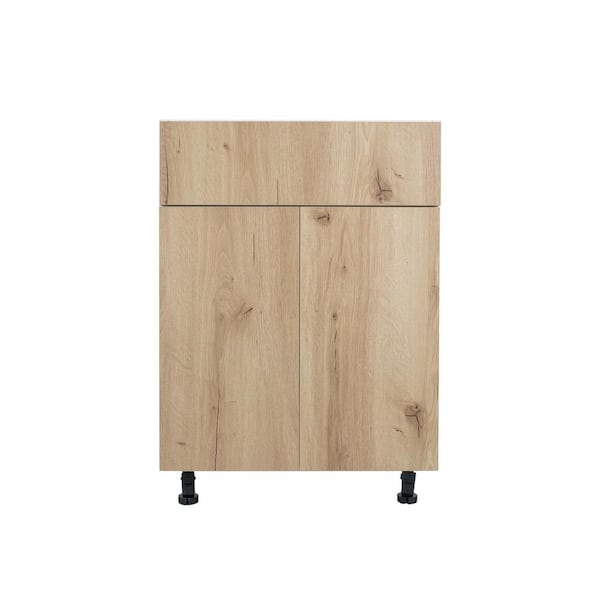 Cambridge Radiance 24 in. W x 24 in. D x 34.50 in. H Ready to Assemble Slab Base Kitchen Cabinet in Light Oak