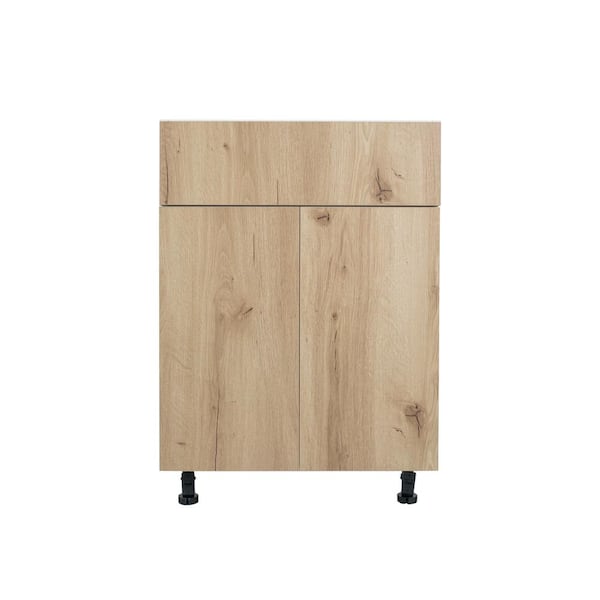 Radiance 36 in. W x 24 in. D x 34.50 in. H Ready to Assemble Slab Base Kitchen Cabinet in Light Oak