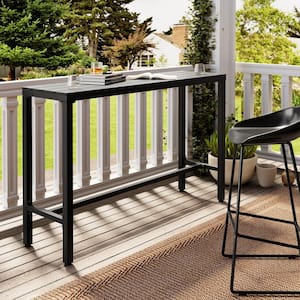 Black Patio Rectangle Metal Bar Height Outdoor Dining Table
