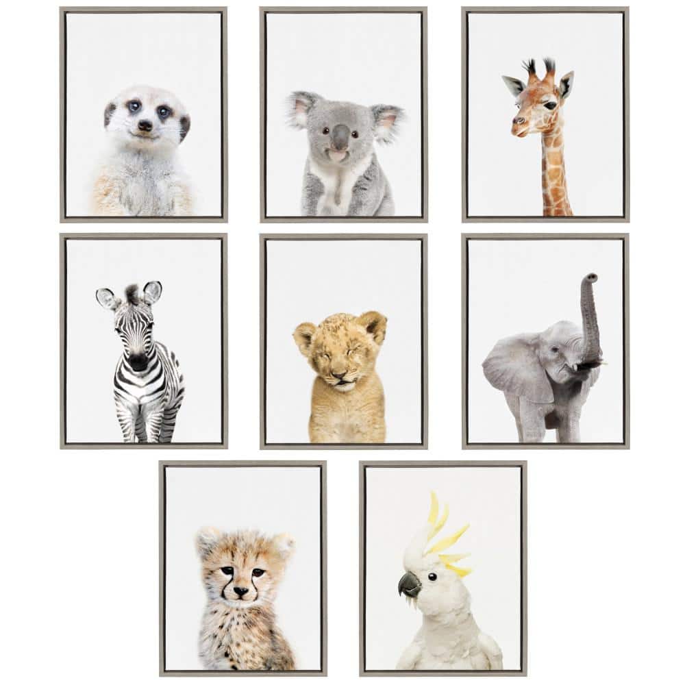 Sylvie Baby Giraffe Framed Canvas Print, 18" x 24"