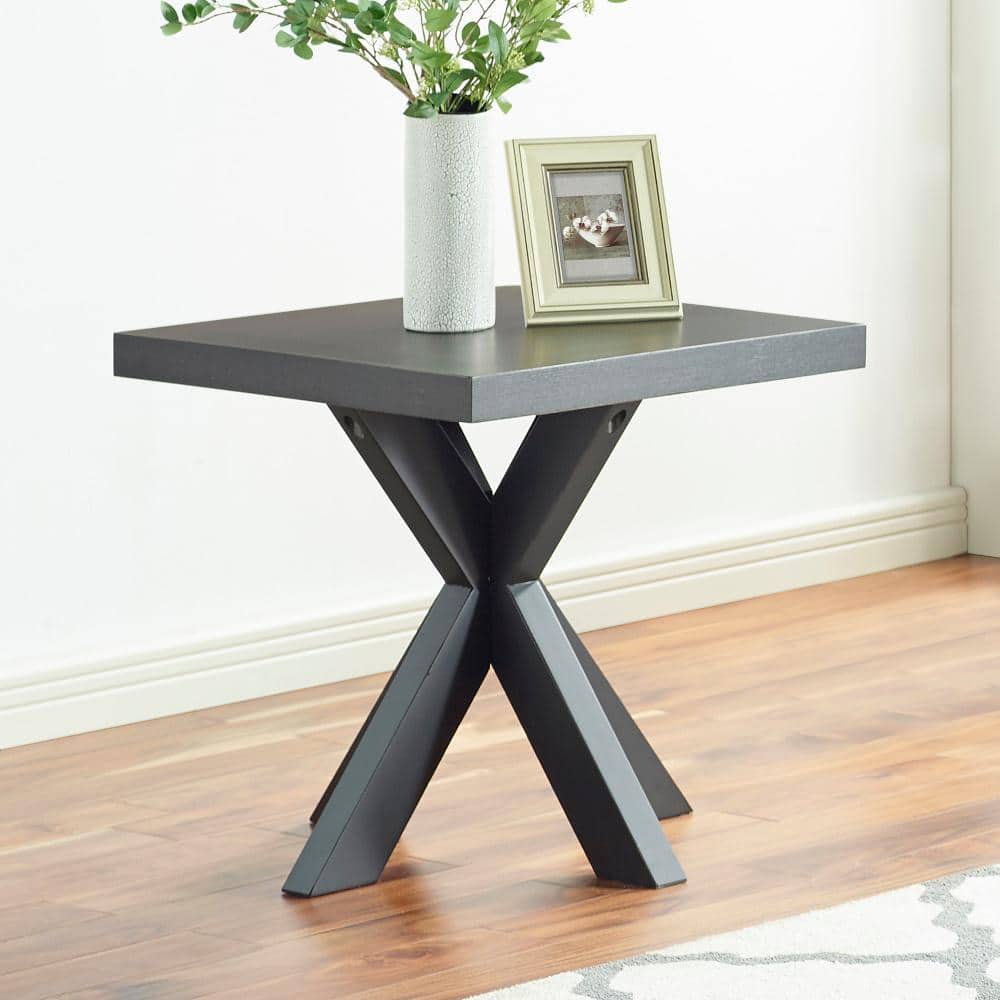 Transitional Black Wood 24" Square End Table