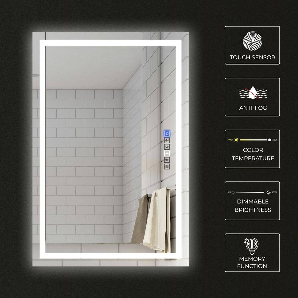 Sleek 60'' Frameless LED Lighted Full-Length Mirror with Touch Dimmer