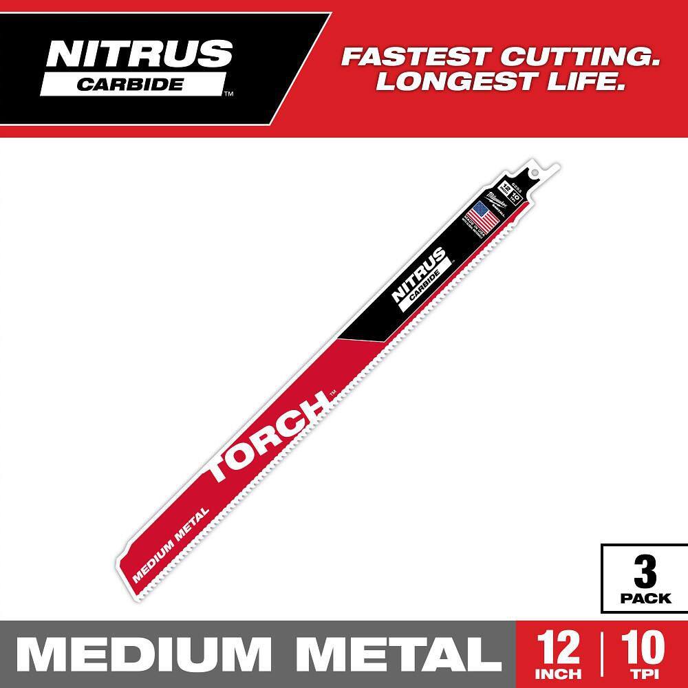12 in. 10 TPI TORCH Nitrus Carbide Teeth Medium Metal Cutting SAWZALL Reciprocating Saw Blade (3-Pack) price history on PriceWatchPro
