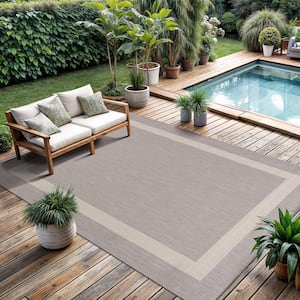 Summer Gray 9 ft. x 12 ft. Bordered Indoor Outdoor Area Rug