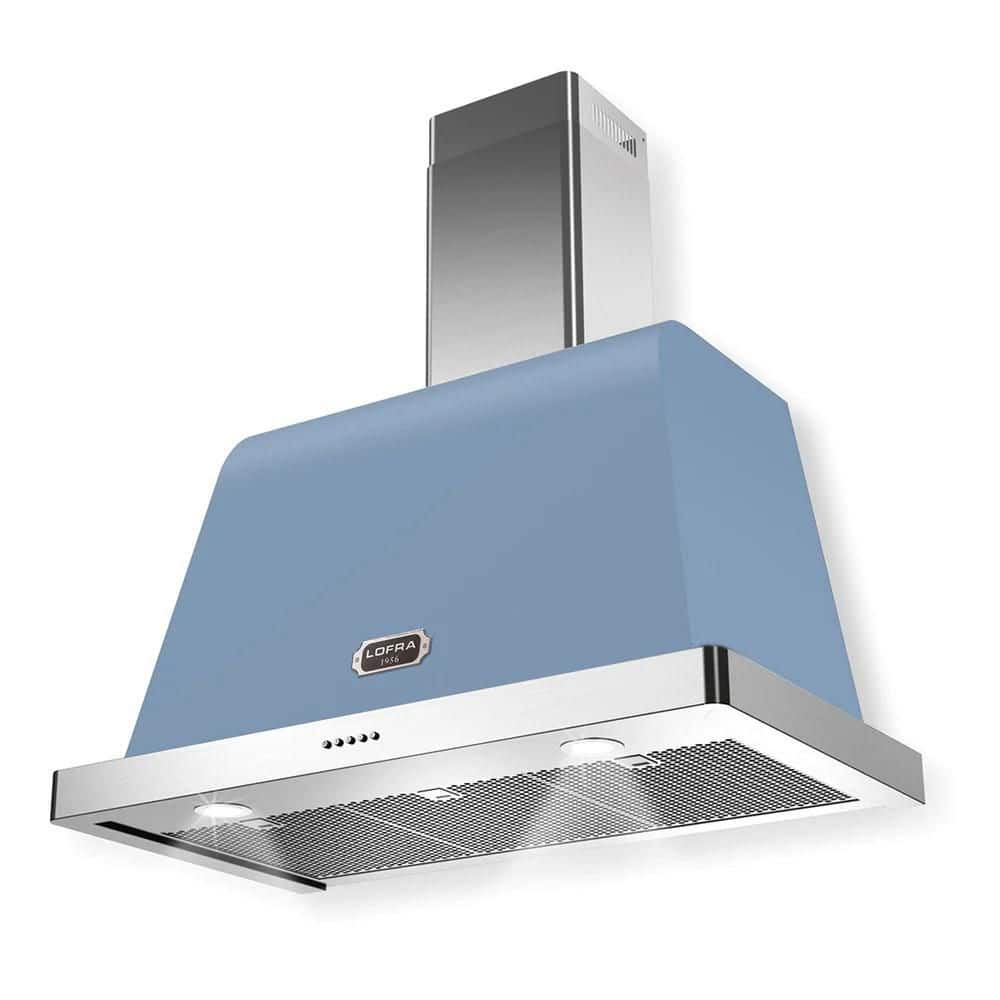 Dolcevita Series 36 in. 471 CFM Convertible Wall Mount Range Hood in Pigeon Blue with Chrome Trim price history on PriceWatchPro