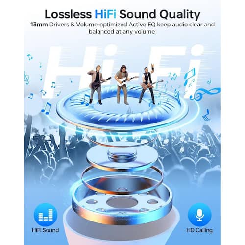 Wireless Earbuds Bluetooth 5.3 Headphones, 40-Hours Playback Stereo Ear Buds with LED Display Charging Case IPX7 White Electrical