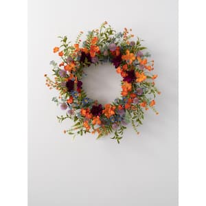 21" Artificial Dahlia Mix Wreath