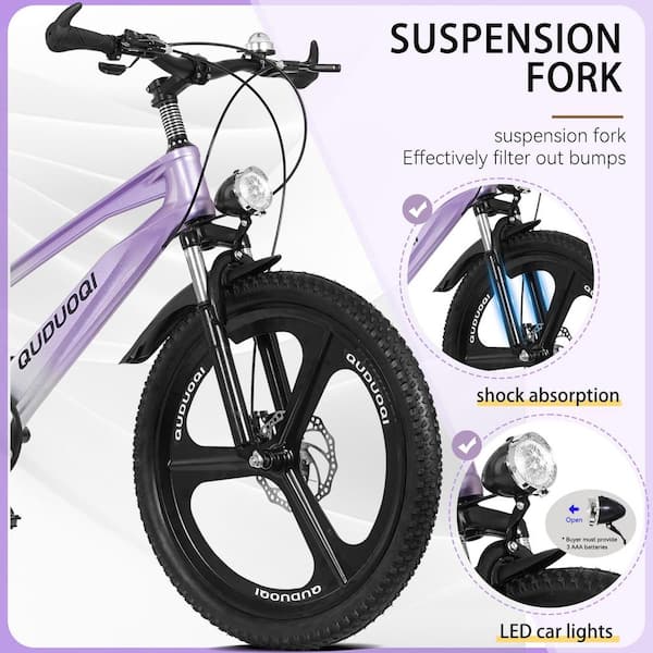 Purple 20 in. Lightweight Kids Mountain Bike 7-Speed Youth Bicycle