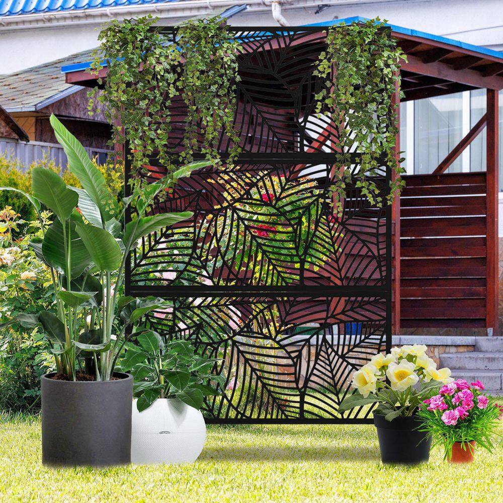 72 in. x 47 in. Black Outdoor Metal Galvanized Privacy Screen Fence Garden Panels price history on PriceWatchPro