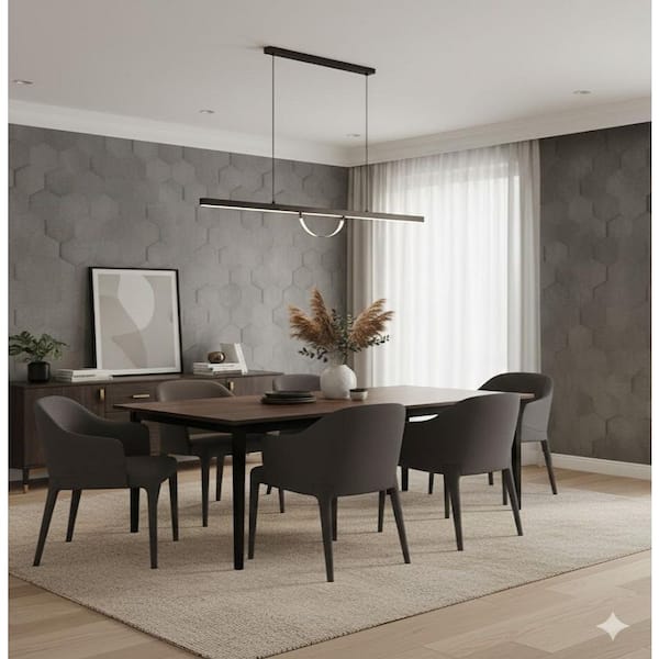 The Loft Collection Black Geometric Hexagon Matte Finish Vinyl on Non-Woven Non-Pasted Wallpaper Sample