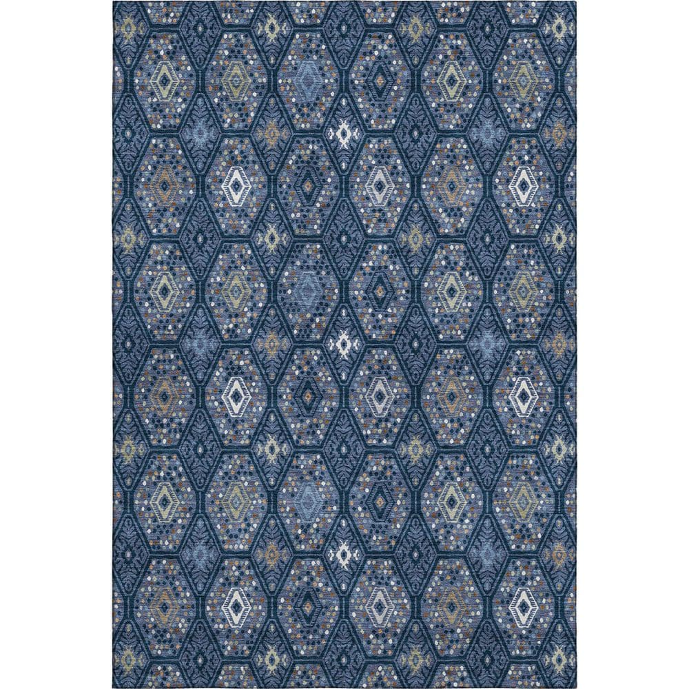 Mayfield Premium Machine Washable Abstract AMF2471 Navy 3 ft. x 5 ft. Area Rug price history on PriceWatchPro