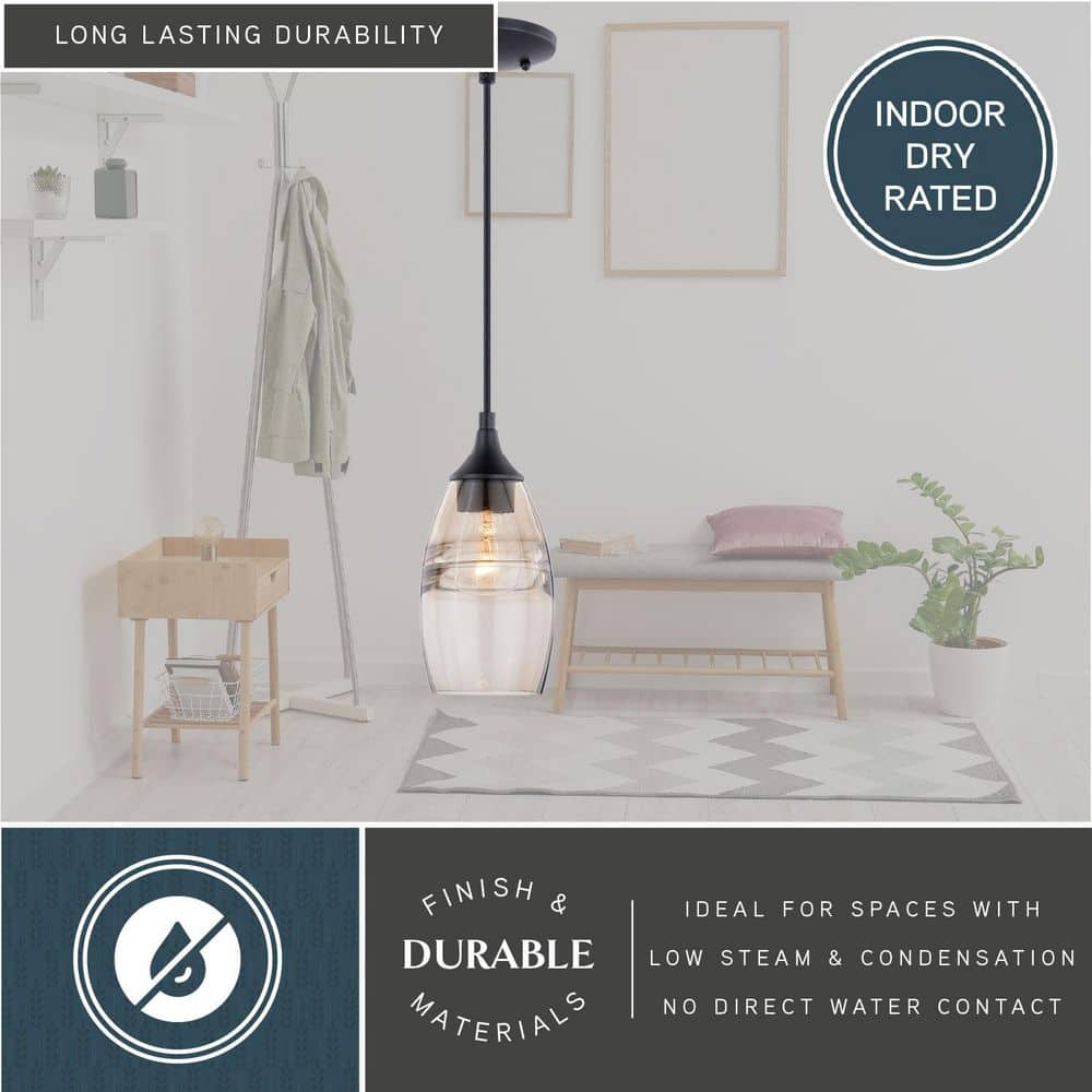 Milano Oil Rubbed Bronze Mini Pendant with Amber Glass