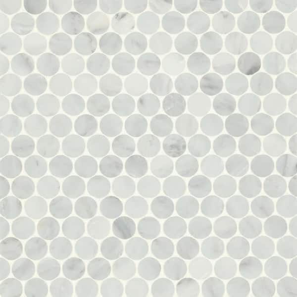 Bedrosians Monet Circle 11 in. x 11 in. Honed Oriental White Marble Mosaic Tile (4.59 sq. ft./Carton)