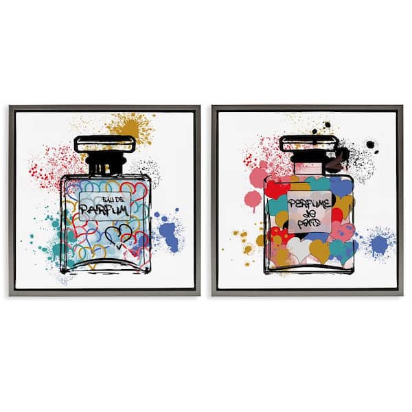 Stupell Industries Urban Splatter Perfumes by Carol Robinson 2-Pieces Gray Floater Frame Abstract Graphic Art Print 25 in. x 25 in.