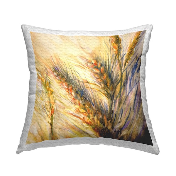 Stupell Industries Rural Wheat Sprigs Country Grains Tan Square Outdoor Throw Pillow