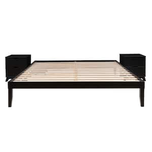 Pheba 3-Piece Black Wood Frame Platform King Bed with 2 (2-Drawer) Nightstand (Set of 2) Bedroom Set