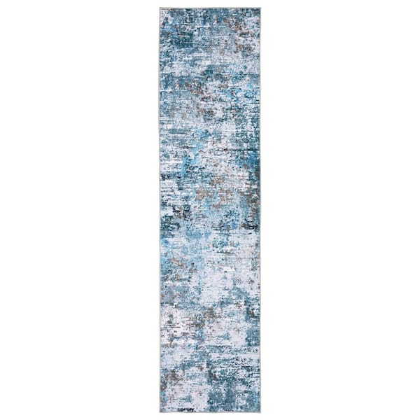 2 X 8 Ivory Abstract Washable Area Rug Runner Rug