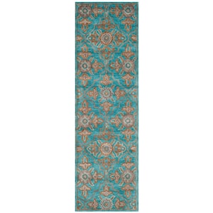 Heritage Turquoise/Multi 2 ft. x 8 ft. Floral Runner Rug