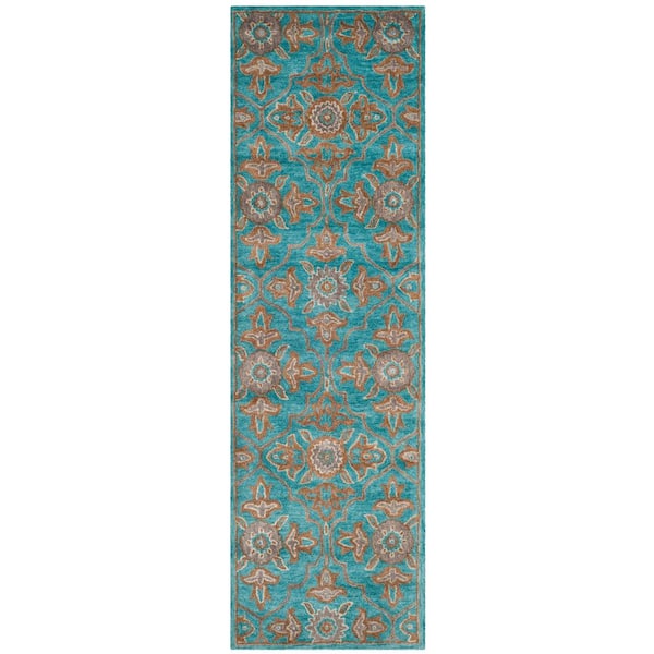 Fl Runner Rug Hg870a, Turquoise And Brown Runner Rug