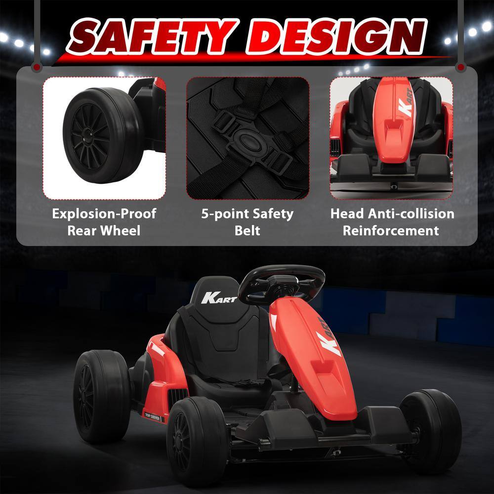Red 24V Electric Go-Kart with Helmet and Pads Set