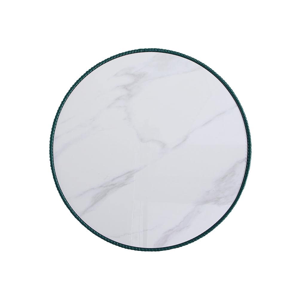 Anderson Green Faux Marble Leatherette Round Coffee Table with Gold Base