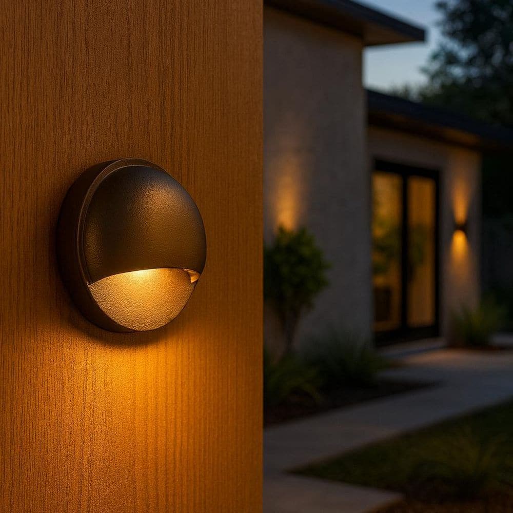 HINKLEY Landscape Lighting Nuvi Round 12v Integrated LED Deck Sconce, Bronze