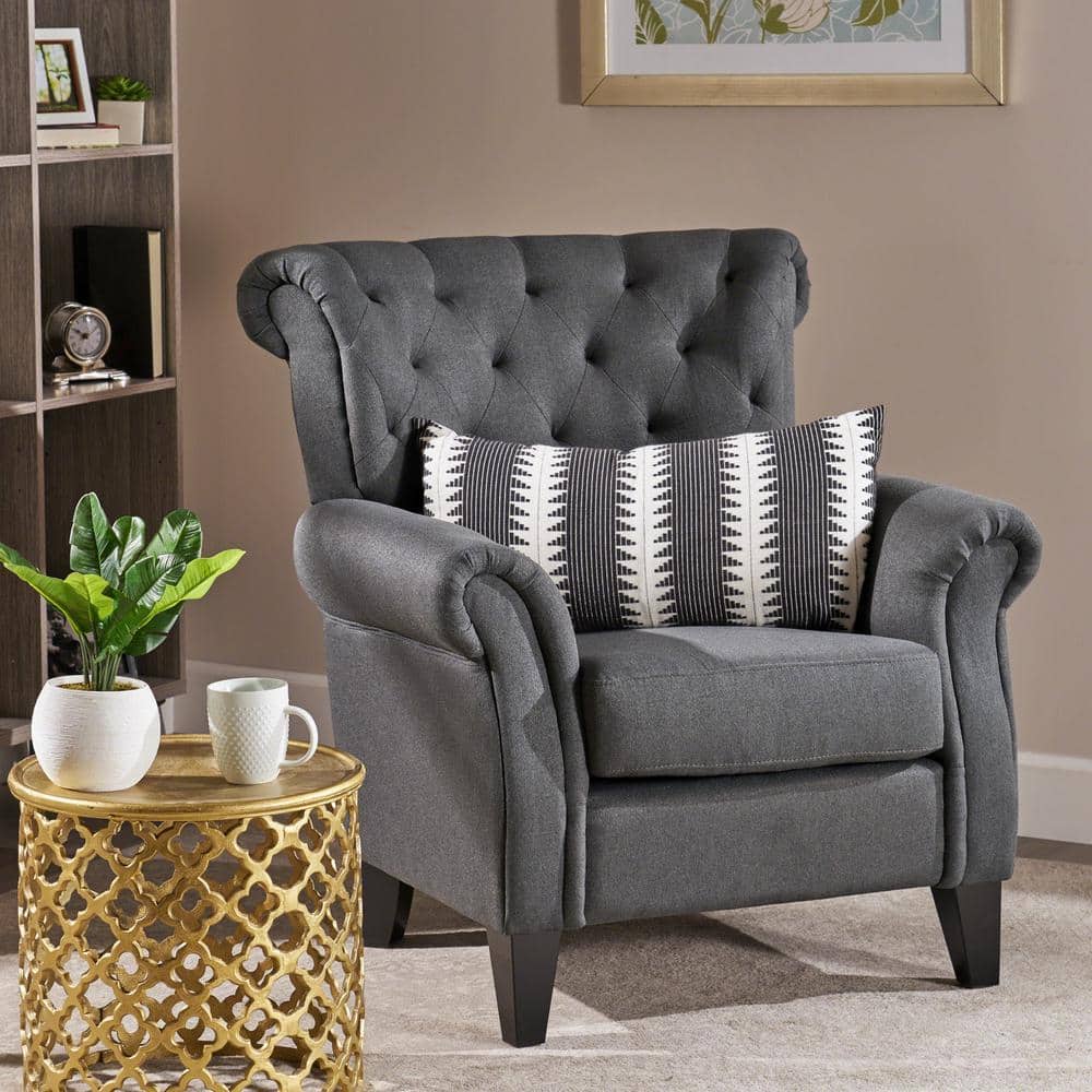 Merritt Dark Grey Fabric Tufted Club Chair