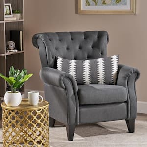 Merritt Dark Grey Fabric Tufted Club Chair