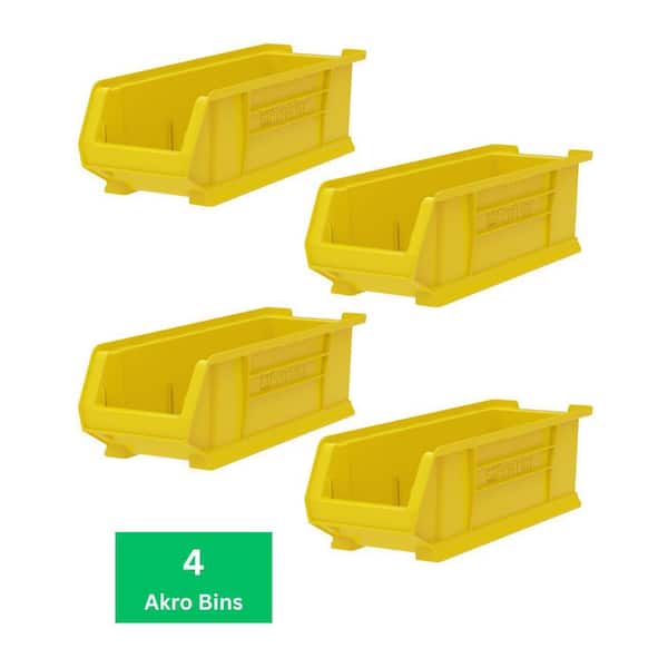 30284 Series, 8 1/4 in. W x 23 7/8 in. D x 7 in. H, Yellow Super-Size Plastic Stackable Storage Bin Organizers, 4-Pack