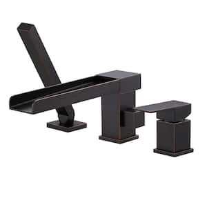 Single-Handle Tub Deck Mount Roman Tub Faucet with Hand Shower in Oil Rubbed Bronze