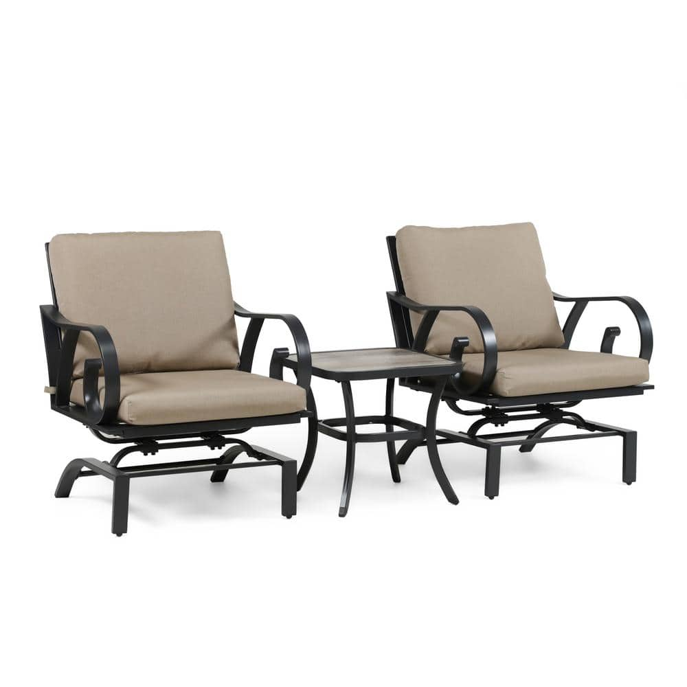 Dali 3-Piece Metal Patio Conversation Set with Beige Cushions And