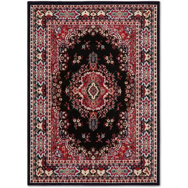 Home Dynamix Premium Sakarya Black/Red 4 ft. x 5 ft. Medallion Area Rug