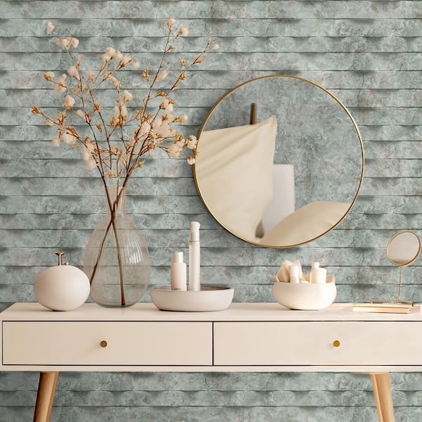 Wavy Marble Stripe Sage Green Wallpaper