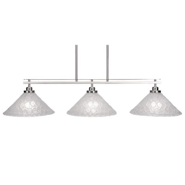 Unbranded Monroe 3-Light Brushed Nickel, Billiard Light, Any room with 12 in. Italian Bubble Glass Shades no bulbs included