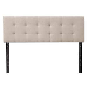 Kaylee Adjustable Beige Twin Upholstered Low Profile Headboard with Square Tufting