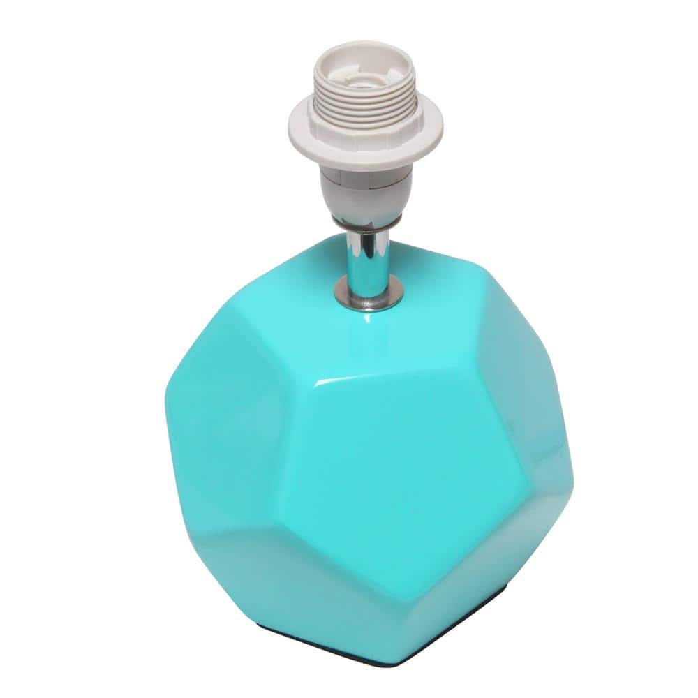 Blue Geometric Ceramic Mini Table Lamp with Fabric Shade
