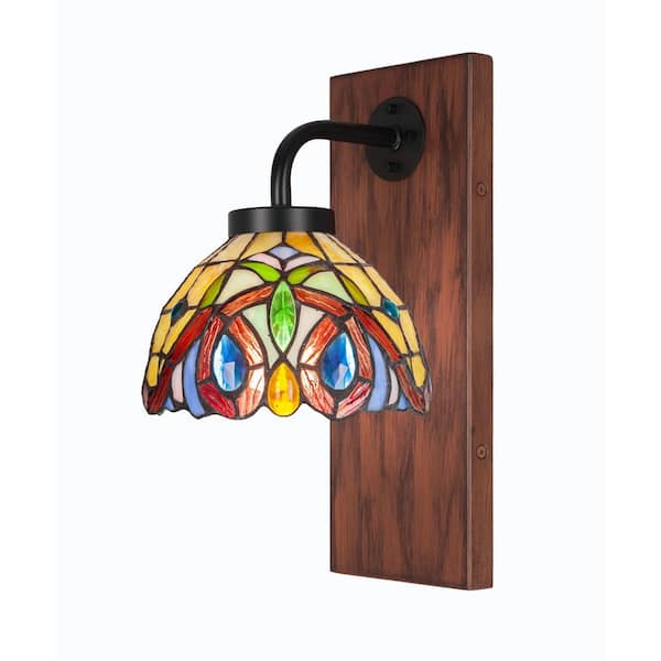 Unbranded Kirby 1-Light Matte Black and Painted Wood-look Metal Wall Sconce