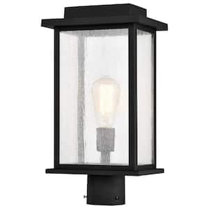 Sullivan 1-Light Matte Black Aluminum Hardwired Outdoor Weather Resistant Post Light Set with No Bulbs Included