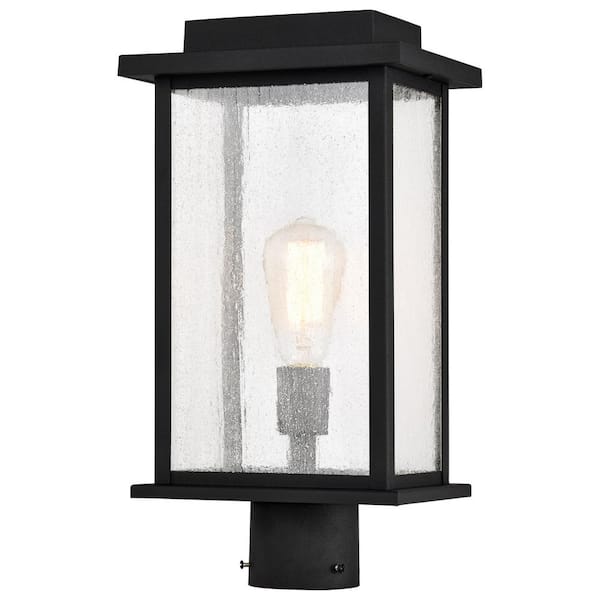 SATCO Sullivan 1-Light Matte Black Aluminum Hardwired Outdoor Weather Resistant Post Light Set with No Bulbs Included