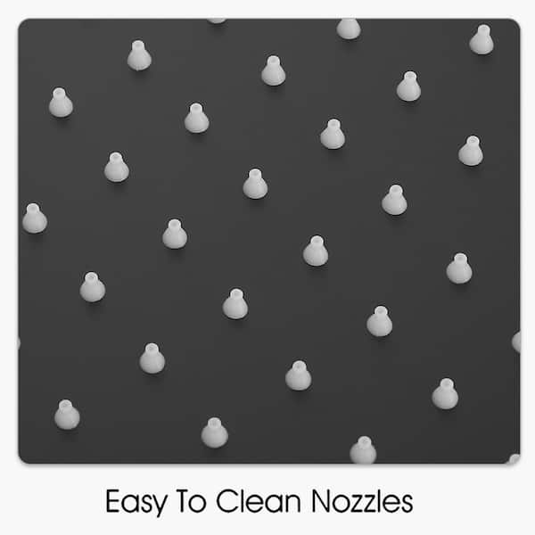 1-Spray Patterns 16 in. Single Wall Mount and Ceiling Mount Square Rain Fixed Shower Head in Matte Black