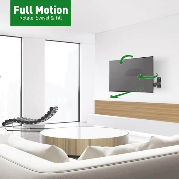 Barkan 13 in to 39 in Full Motion - 3 Movement Flat Single Arm TV Wall Mount, up to 55 lbs