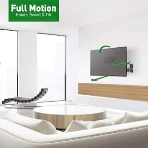Barkan 13" to 43" Full Motion - 3 Movement Flat / Curved TV Wall Mount, Black, Patented, Touch & Tilt, Screen Leveling